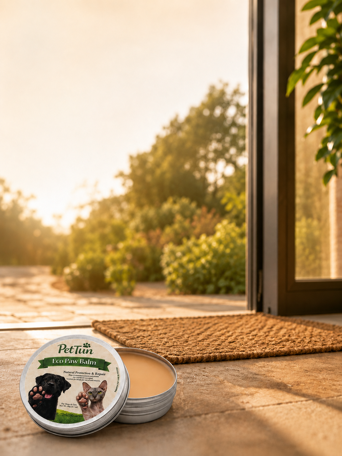 PetTun Eco Paw Balm with a dog and cat