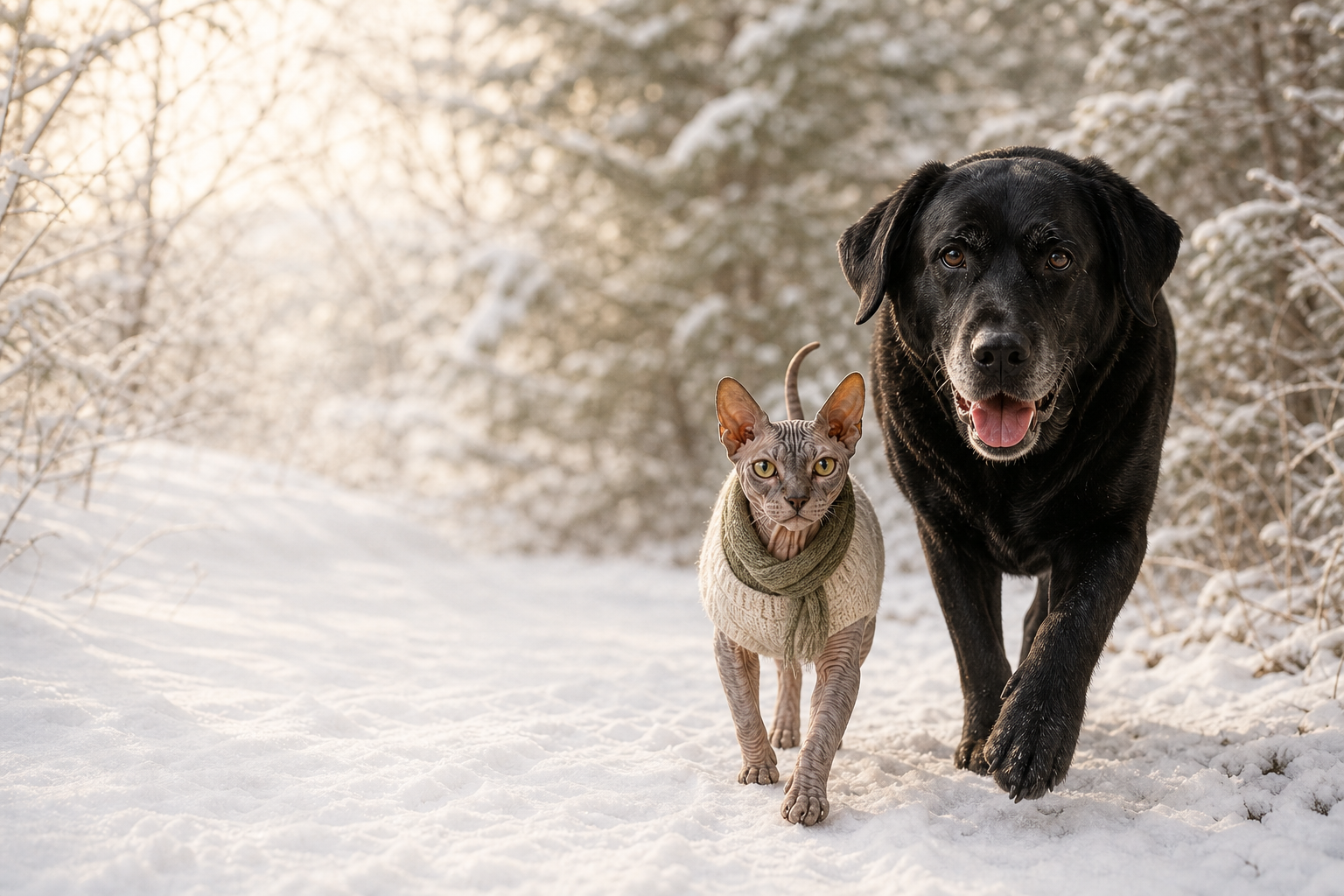 Jack, PetTun's black Labrador, illustrating cold weather paw care